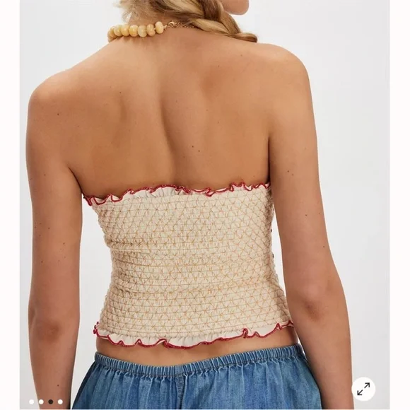 Free People Rose Bud Smocked Tube Top- XS - Picture 3 of 10